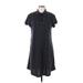 Harlow & Rose Casual Dress - Shirtdress: Black Polka Dots Dresses - Women's Size Large