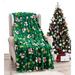 Decor&More NobleHouse Velvet Touch Holiday Throw Fleece Blanket (50" x 60") - Green Snowman