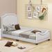 Twin Size Platform Bed w/ Nailhead Trim Decoration Upholstered Bed