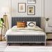 Full Size All-in-One Linen Fabric Upholstered Bed w/ 4 Drawers Storage Metal Bed Frame No Box Spring Needed, Space-Saving, Gray