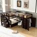 Twin-Twin over Full L-Shaped Bunk Bed With 3 Drawers, Portable Desk, and Wardrobe