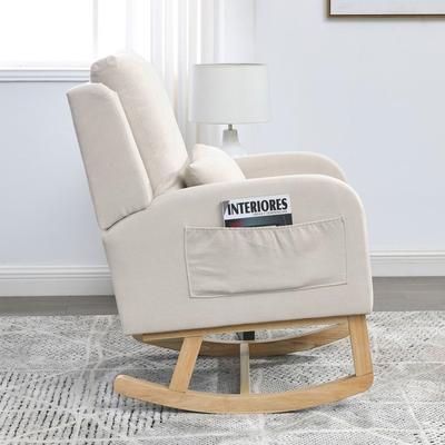 27.5" W Rocking Chair for Nursery with One Lumbar Pillow, Two Side Pockets