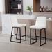 Modern Upholstered PU Leather Low Bar Stools with Footrest For Dining Room, Set of 2