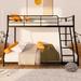 Non-Slip and Noise-Free Metal Bed Frame Bunk Bed, Twin over Full, Black