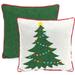 Jordan Manufacturing 16 x 16 Christmas Tree Cream Novelty and Forest Green Solid Reversible Square Outdoor Throw Pillow with Welt (2 Pack)