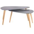 Tables gigognes en bois galet (lot de 2) gris