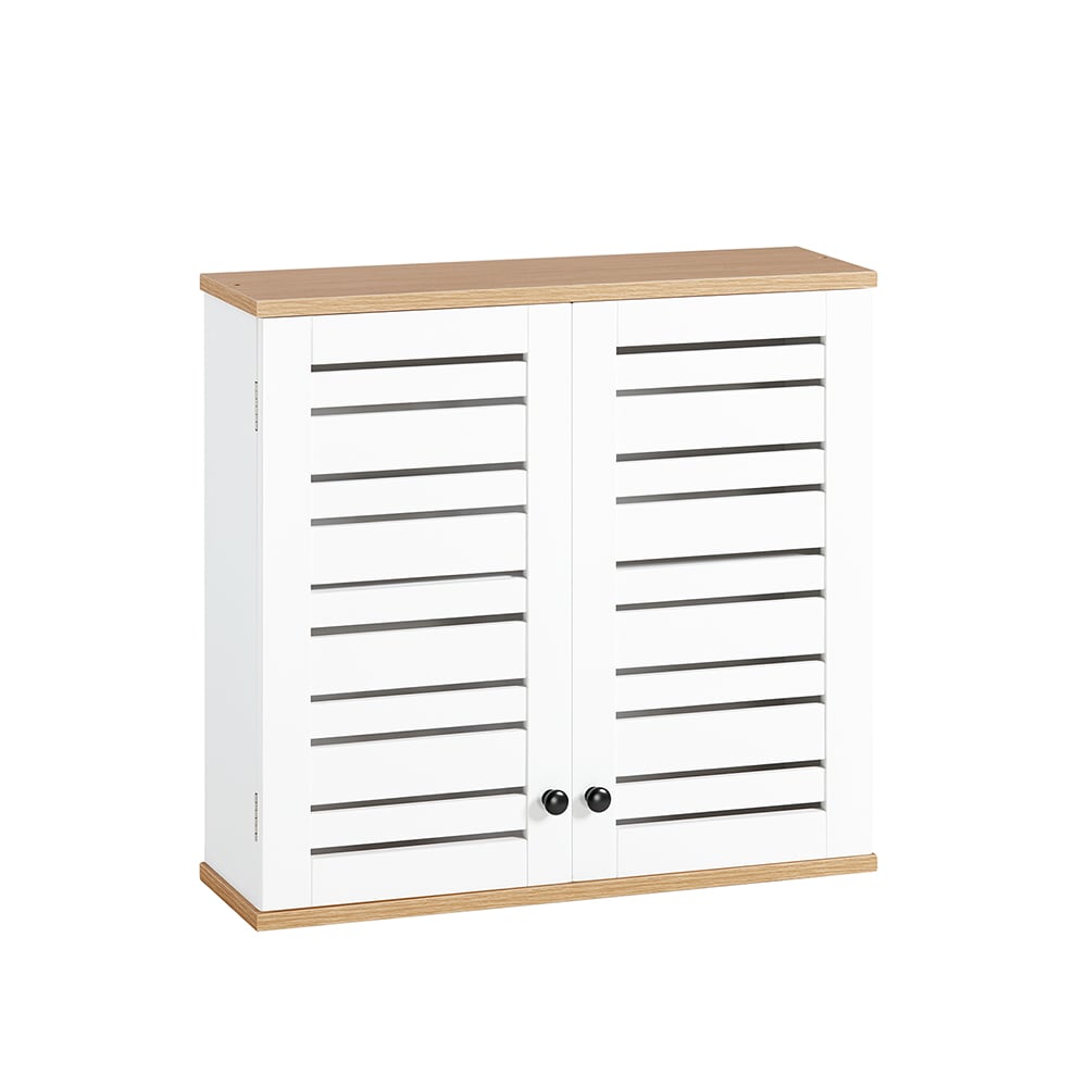 Meuble haut de salle de bain avec 2 portes effet bois blanc