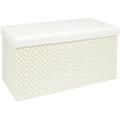 Banc coffre de rangement tressage mirage blanc