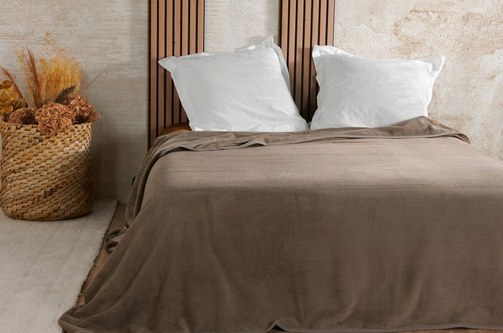 Dessus De Lit en Polyester marron 240x260 cm
