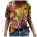 WQJNWEQ Womens Tops Summer Loose Fit Summer Printed Short Sleeve Crew-Neck T-Shirt Casual Tee Gifts for Women