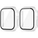 2 Pack for Apple Watch Series 9 8 7 41mm Tempered Glass Screen Protector Case Hard Matte Full Coverage Shockproof Iwatch Cover Bumper (41mm White + White)