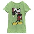 Girl's Youth Mad Engine Mickey Mouse Green Plaid Graphic T-Shirt