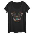 Women's Mad Engine Mickey Mouse Black & Friends Holiday Ears Graphic Scoop Neck T-Shirt