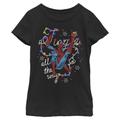 Girl's Youth Mad Engine Spiderman Black Marvel Comics Jingle All The Way Lights Graphic T-Shirt