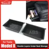 Per Tesla Model X Under Seat Storage Box Case Organizer TPE + ABS Dual Layers Underseat cassetto