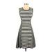 CATHERINE Catherine Malandrino Casual Dress - A-Line: Gray Stripes Dresses - Women's Size Small