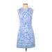 Lilly Pulitzer Casual Dress - Sheath High Neck Sleeveless: Blue Print Dresses - Women's Size 0