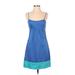 Maria Bianca Nero Casual Dress - Slip dress: Blue Color Block Dresses - Women's Size Small