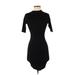 Charlotte Russe Casual Dress - Bodycon Mock Short sleeves: Black Print Dresses - Women's Size Small