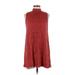 Xhilaration Casual Dress - Shift Mock Sleeveless: Burgundy Print Dresses - Women's Size Medium