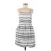 Ann Taylor LOFT Outlet Casual Dress - A-Line Square Sleeveless: Gray Print Dresses - Women's Size Medium