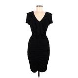 Teri Jon by Rickie Freeman Casual Dress - Bodycon V Neck Short sleeves: Black Solid Dresses - Women's Size 10