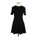 Fate Casual Dress - A-Line Crew Neck Short sleeves: Black Print Dresses - Women's Size Medium