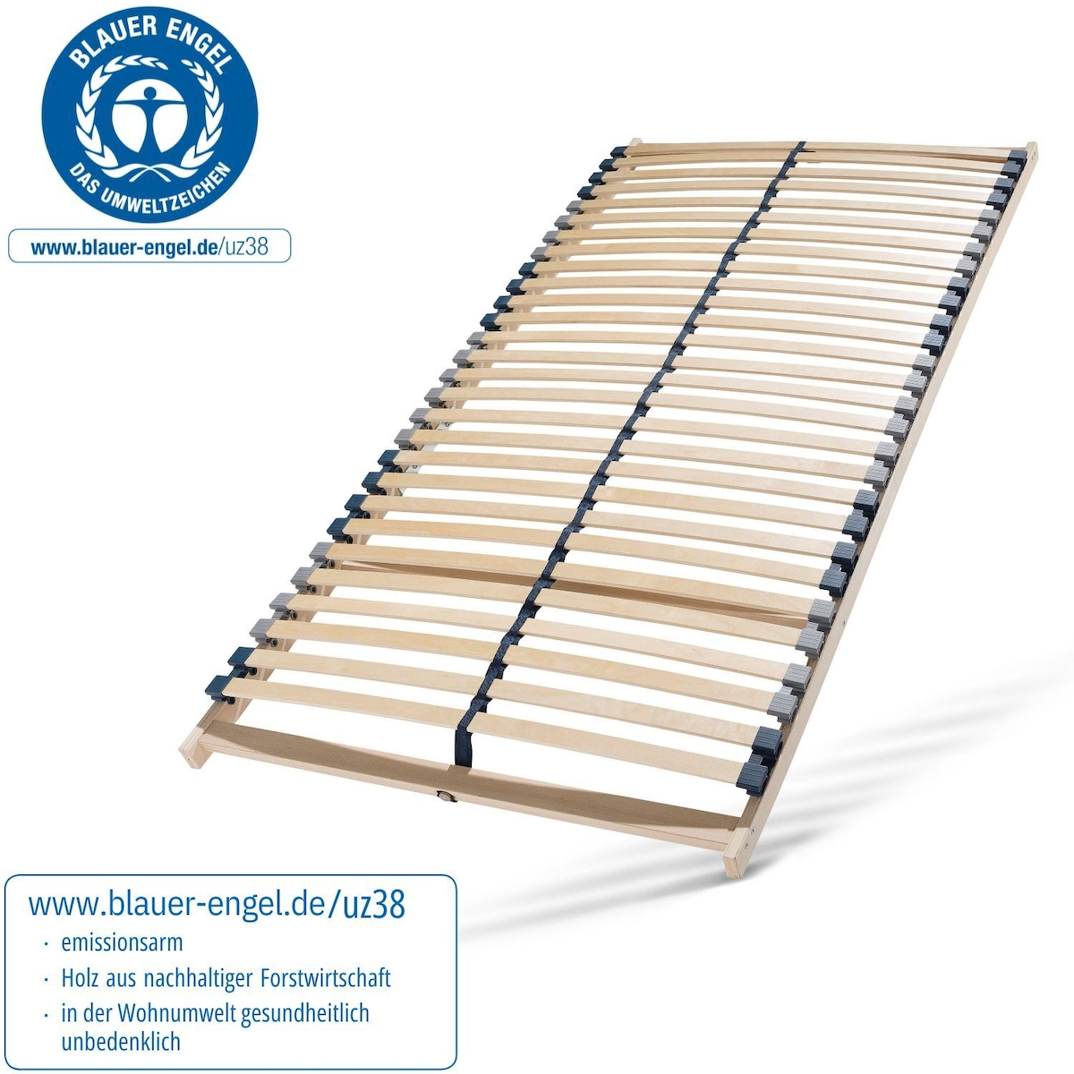 Sleepneo Lattenrost 140x200, Lattenrahmen aus Buche, 7 Komfortzonen, 28 Latten, Federholzrahmen Made in Germany, Lattenrost Selbstmontage, Traglast 150Kg Image