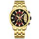 MF MINI FOCUS Stainless Steel Watches for Men Fashion Sport Chronograph Watch Man Luxury Luminous Quartz Wristwatch,Gold Black