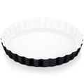 LOVECASA Porcelain Fluted Quiche Baking Dish, 39 oz Round Quiche Dish Baking Pan, Ceramic Nonstick Tart Pan Perfect for Baking, Creme Brulee,Crustless Quiche,10.8 x 10.8 x1.5 inches(Black)