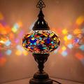 DEMMEX Turkish Moroccan Mosaic Table Bedside Night Lamp, Tiffany Style Handmade Glass Mosaics Unique Oriental Exotic Table Lamp, 16cm Big Size Globe, 36cm Height, Handmade (Multicolor - 3)