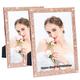 Vinelftage 8x10 Picture Frames Set of 2 Crystal Glitter Diamond Mirror Picture Frame, Metal Glass Wall Photo Frames for Wall or Desktop Display(Rosegold)