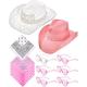 Panitay 18 Pcs Bachelorette Cowgirl Hats Set Bride Cowgirl Hat Pink Cowboy Hat Heart Sunglasses Bandana for Last Rodeo Party (Braided)