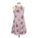 THREE PINK HEARTS Casual Dress - A-Line Crew Neck Sleeveless: Pink Floral Dresses - Women's Size Medium