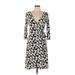 London Times Casual Dress - Sheath V Neck 3/4 sleeves: Ivory Floral Dresses - Women's Size 10