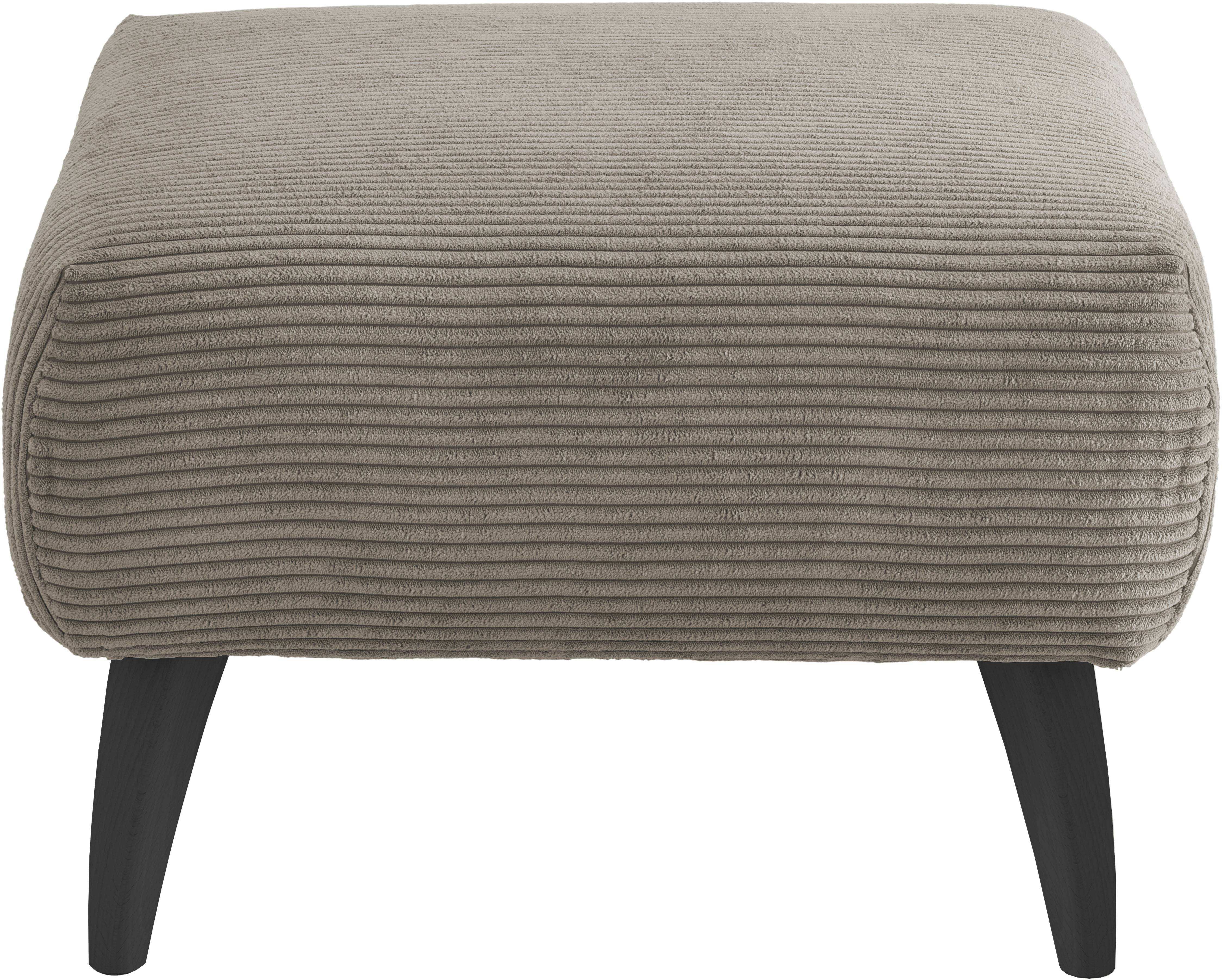 Polsterhocker INOSIGN "Colori", grau (grau, braun), B:66cm H:44cm T:66cm, 100% Polyester, Hocker, Holzfußfarbe wählbar, verschiedene Stoffe, hochwertige Stoffqualität Image