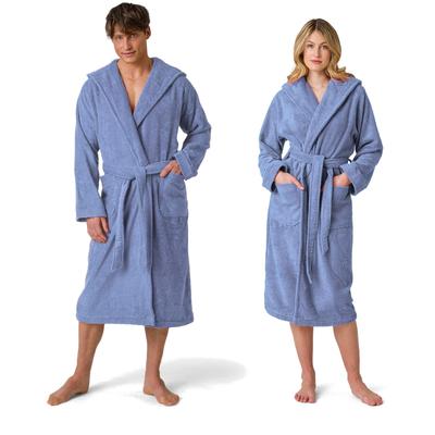 Unisex-Bademantel MÖVE "Superwuschel Kapuze, ideal für Sauna & Spa, Hotelbademantel" Gr. L, blau (cornflower), L:120cm in Gr. L, Walkfrottee, Hausmäntel, in Uni Image