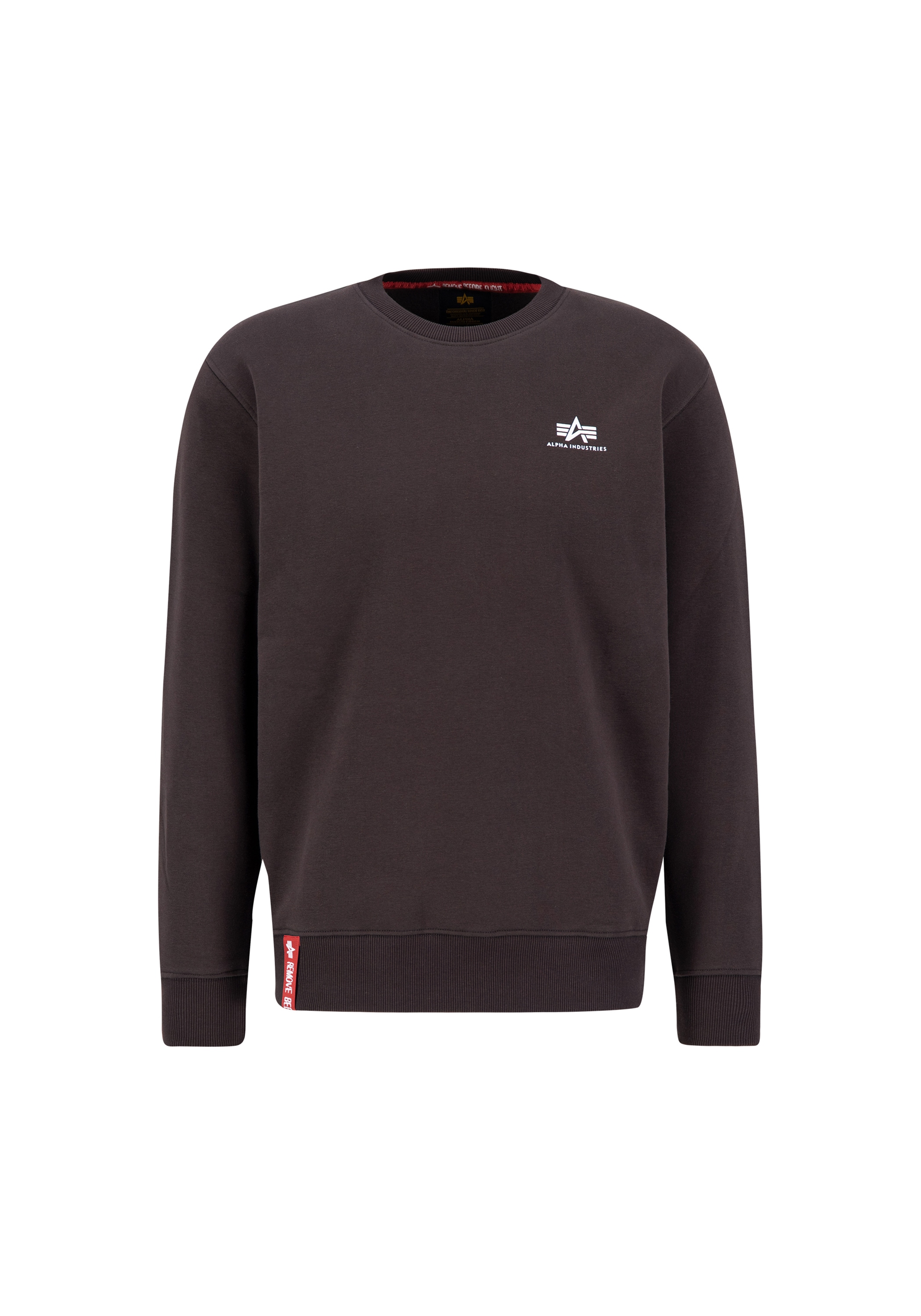 Sweater ALPHA INDUSTRIES "Basic Sweatshirt SL", Herren, Gr. M, braun (hunter braun), Obermaterial: 80% Baumwolle, 20% Polyester, regular fit, Sweatshirts Sweater