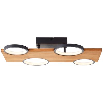 BRILLIANT LED Deckenleuchte "Cheesy", schwarz (matt schwarz, holz), H: 10,00cm, Lampen, 55 x 35 cm, 3400lm, 3000K, Holz/Metall, natur/schwarz Image