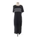 Talbots Casual Dress - Midi: Black Stripes Dresses - Women's Size Large Petite