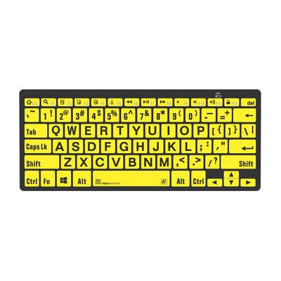 Logickeyboard Used LargePrint Black-on-Yellow Bluetooth Mini Keyboard (Windows, US English) LKB-LPBY-BTPC-US
