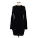 H&M Casual Dress Crew Neck Long sleeves: Black Print Dresses - Women's Size Medium