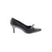 Etienne Aigner Heels: Slip-on Kitten Heel Classic Black Print Shoes - Women's Size 9 1/2 - Almond Toe