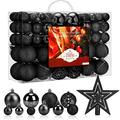 Aitsite Christmas Baubles,Hanging Decorations for Xmas Tree,101 Pcs 2/4/6 CM Shatter Proof Christmas Tree Decorations Black Color, Christmas Balls Decoration Ornamentsl Home Festival Decors