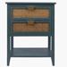 Bay Isle Home™ Clyne Wood Side Table w/ 2 Rattan Drawers, Modern Nightstand End Table w/ Storage Shelf Wood in Green | Wayfair