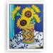 Rosalind Wheeler Sunflowers In Vase By Mandy Buchanan Modern Wall Art Decor - Floating Canvas Frame Canvas, Glass | 12 H x 16 W x 0.75 D in | Wayfair