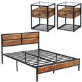 17 Stories Sharyon Platform 3 Piece Bedroom Set Wood/Metal in Brown | 39.4 H x 55.9 W x 77.8 D in | Wayfair E97BAB7E81AB49E8A8585612A89623A1