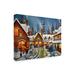 The Holiday Aisle® Village Square On Canvas by Geno Peoples Print Canvas in Brown/Orange | 18 H x 24 W x 2 D in | Wayfair