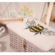 Embroidered Bumble Bee Linen Small Wicker Basket Sewing Box by HobbyGift