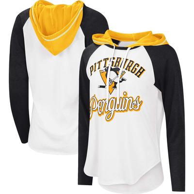 G-III Sports by Carl Banks Weiß/Schwarz Heather Pittsburgh Penguins MVP Raglan Leichtes T-Shirt mit Kapuze für Damen Image